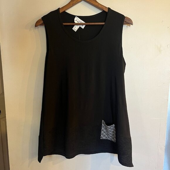 JOSEPH RIBKOFF Women's Black & White Patterned 2 Pc Long Sleeve Tank Top Set - Picture 2 of 11